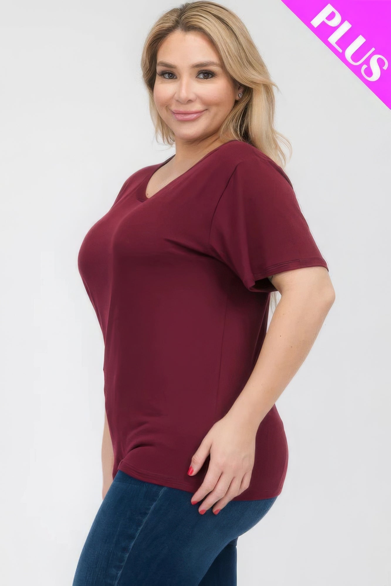 Plus Size Basic Short Sleeve T-shirt  Shop One Place