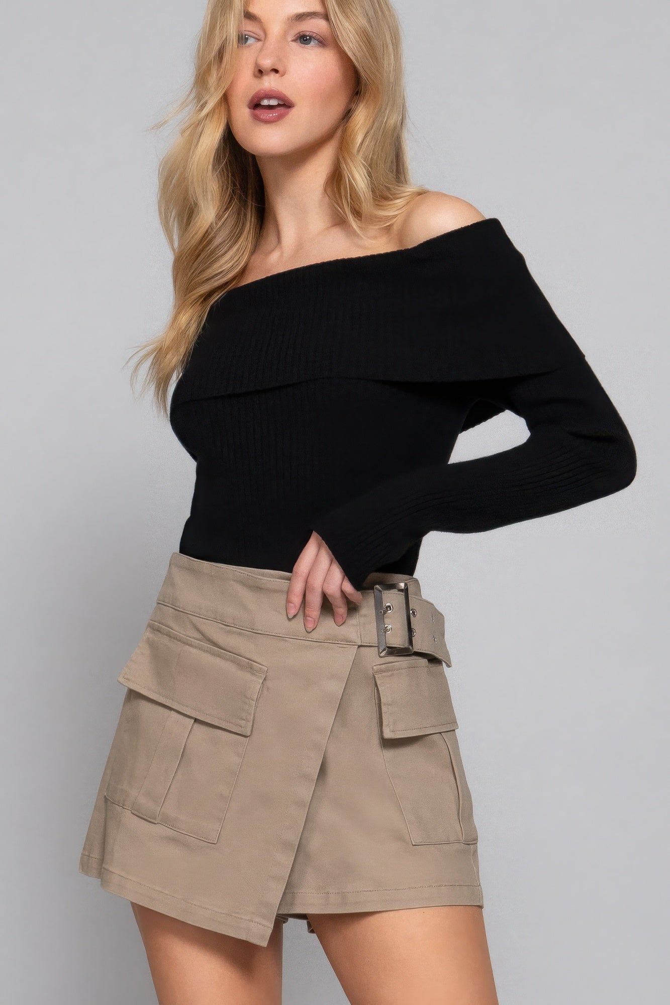 Waist Belted Cargo Skort  Shop One Place