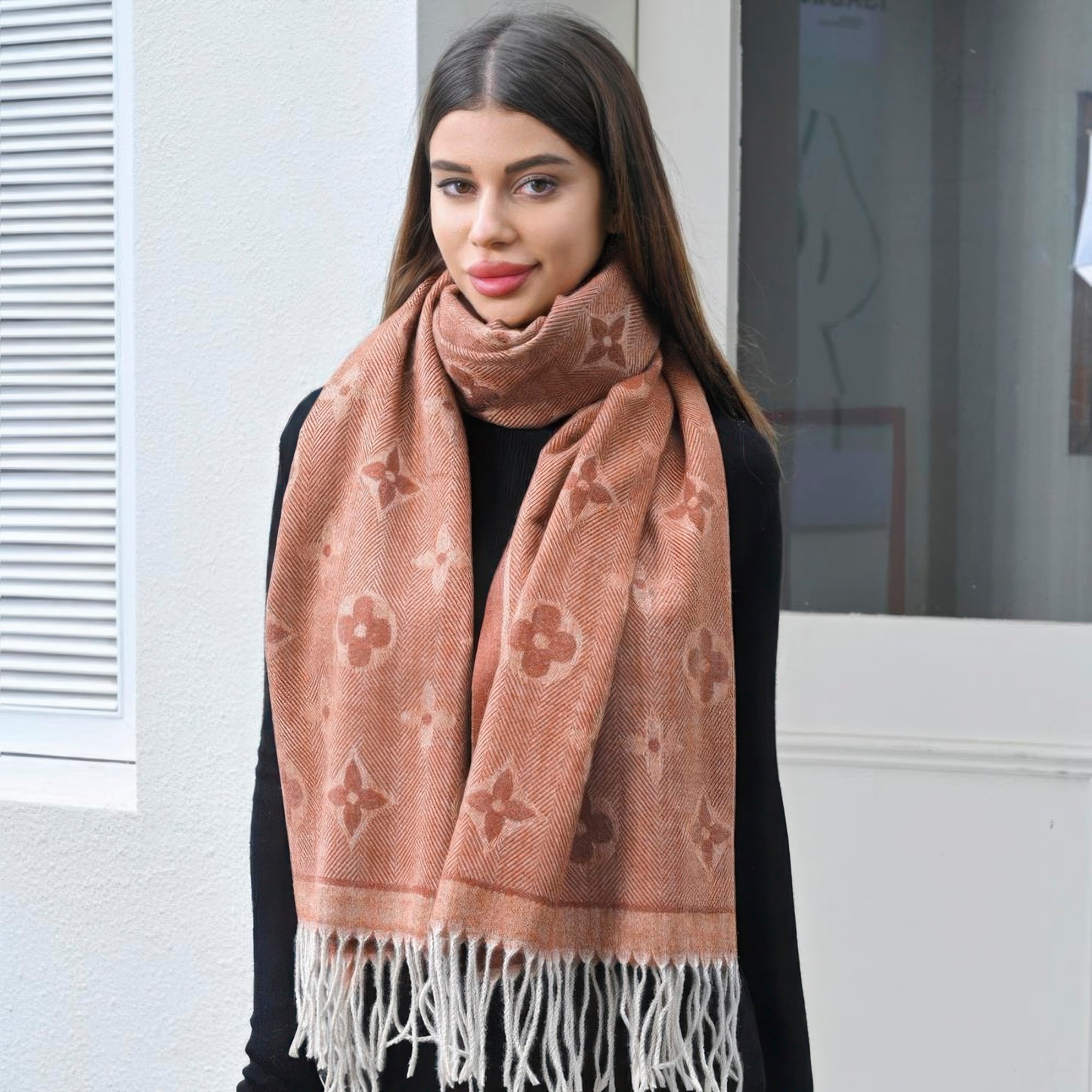 Flower blanket scarf with tassel  Shop One Place