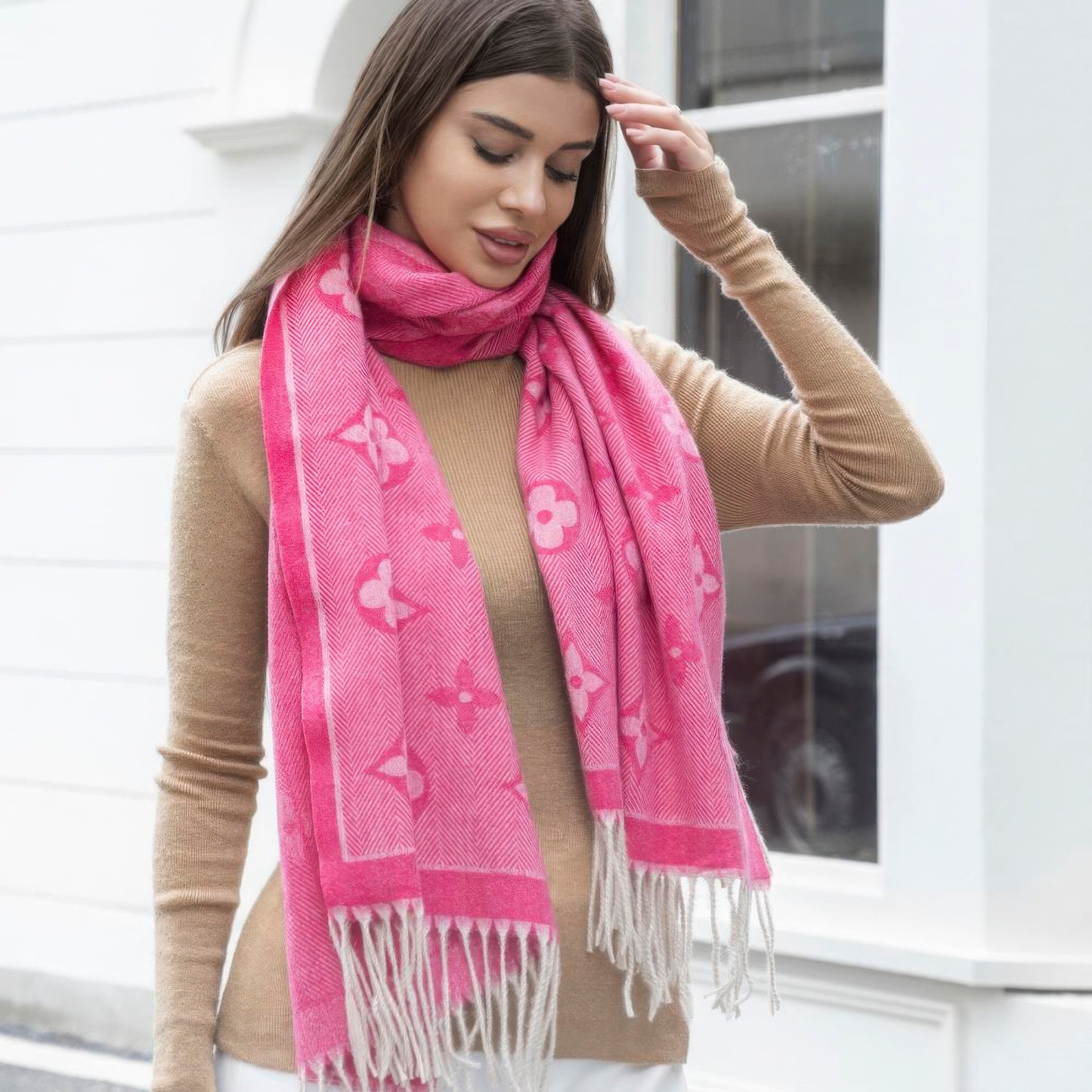 Flower blanket scarf with tassel  Shop One Place