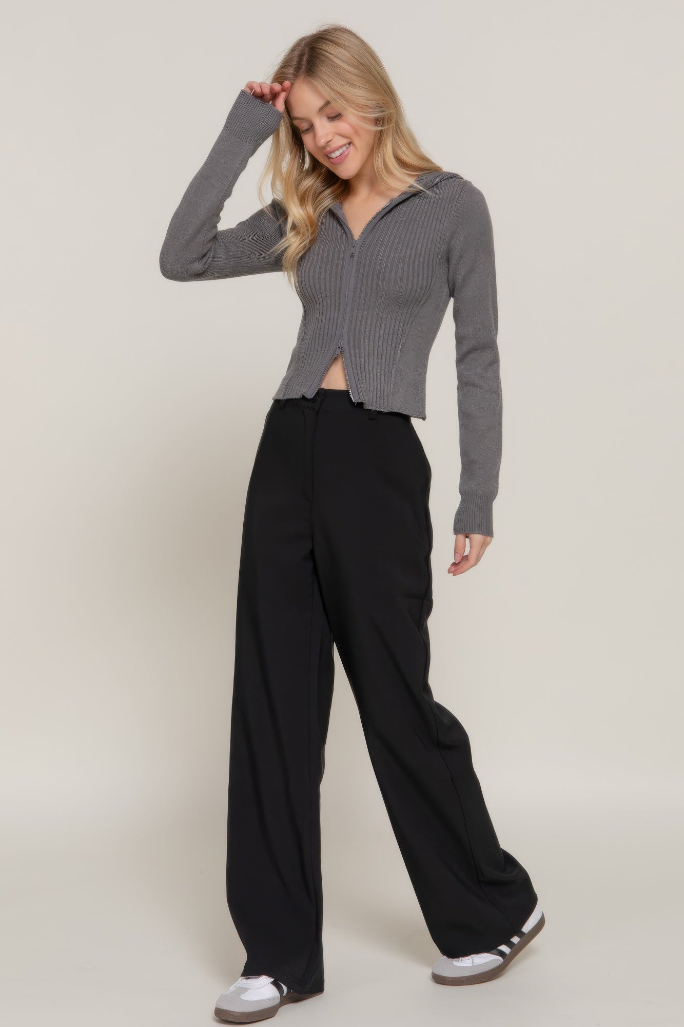 2-way zip closure sweater hoodie cardigan  Shop One Place