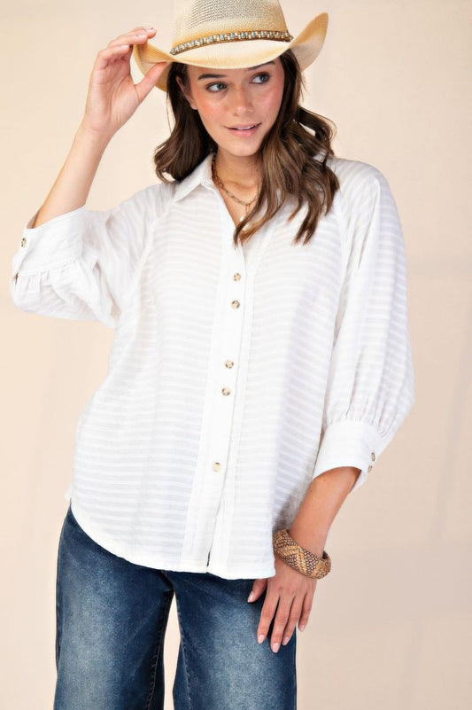 Button down textured woven shirt  Shop One Place