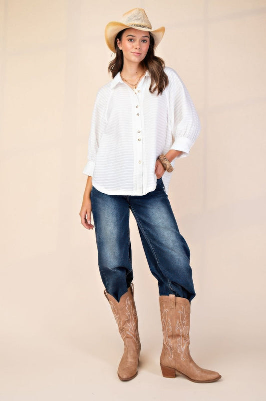 Button down textured woven shirt  Shop One Place