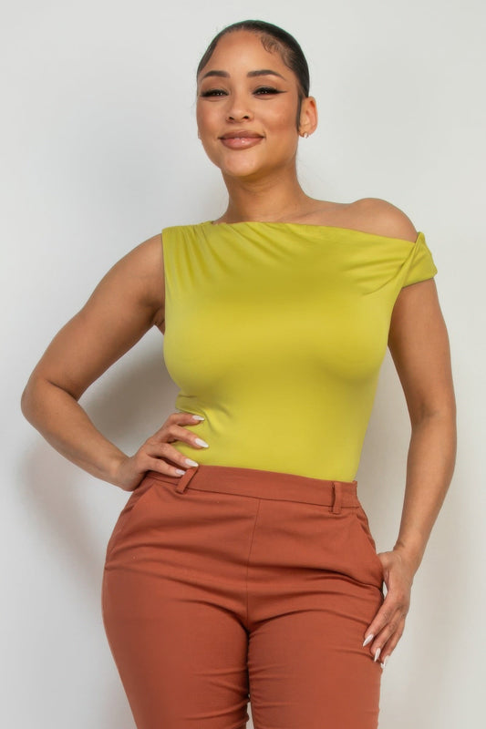 One-shoulder Twisted Detail Silky Top  Shop One Place