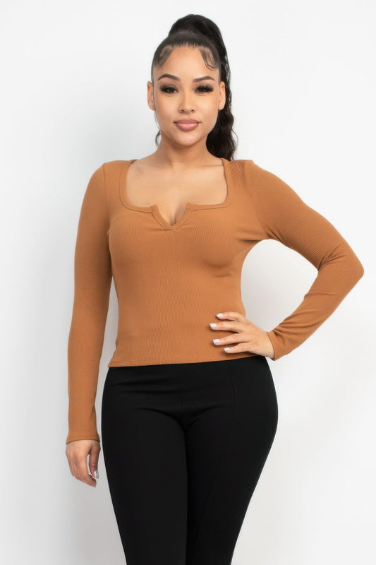 Solid V-collared Neck Top  Shop One Place