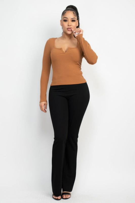 Solid V-collared Neck Top  Shop One Place