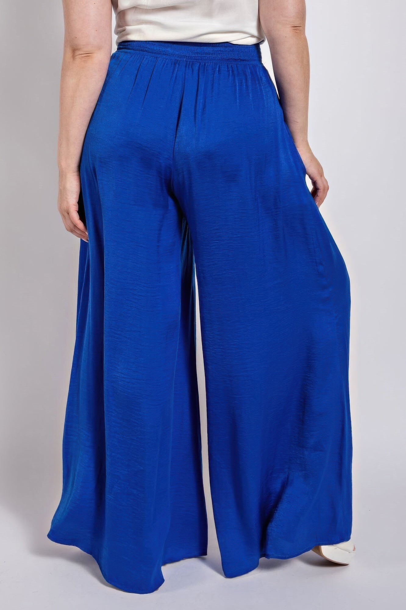 Washed Satin Wide Pants With Waist Smocked  Shop One Place