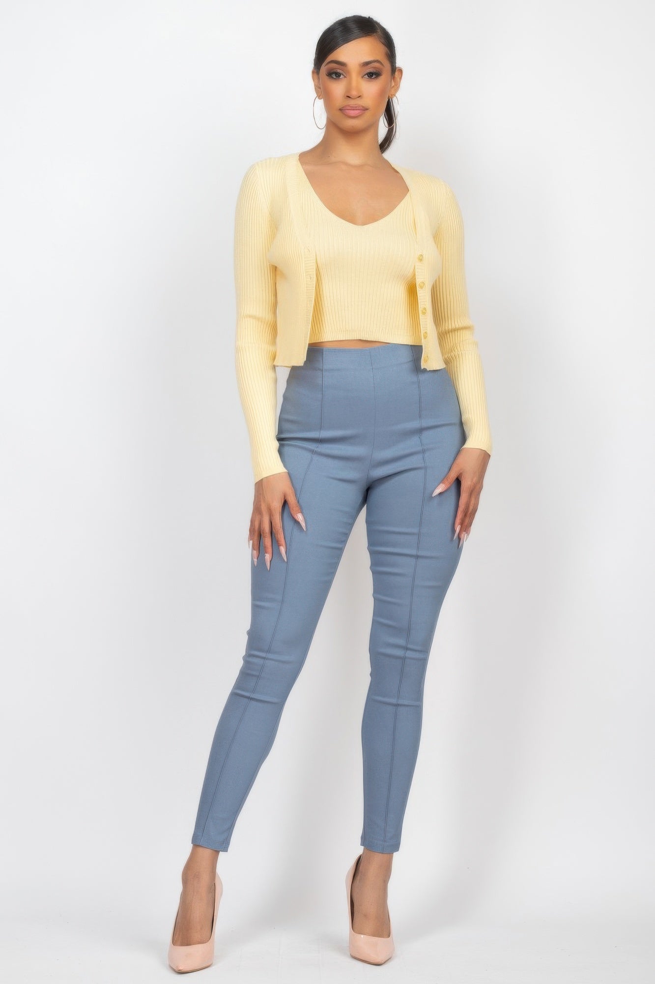 Crop Tank Top & Cardigan Sweater Set  Shop One Place