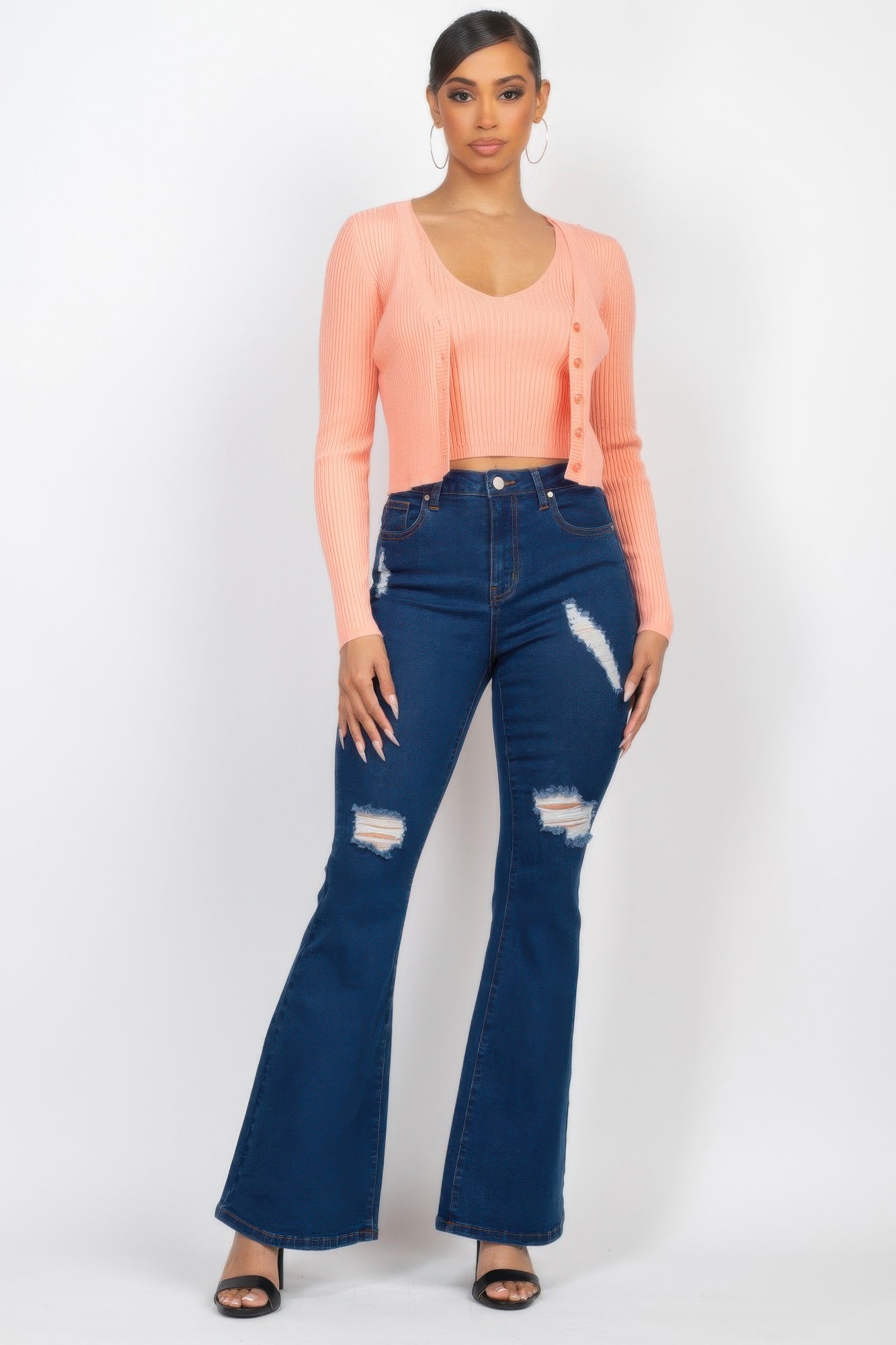 Crop Tank Top & Cardigan Sweater Set  Shop One Place