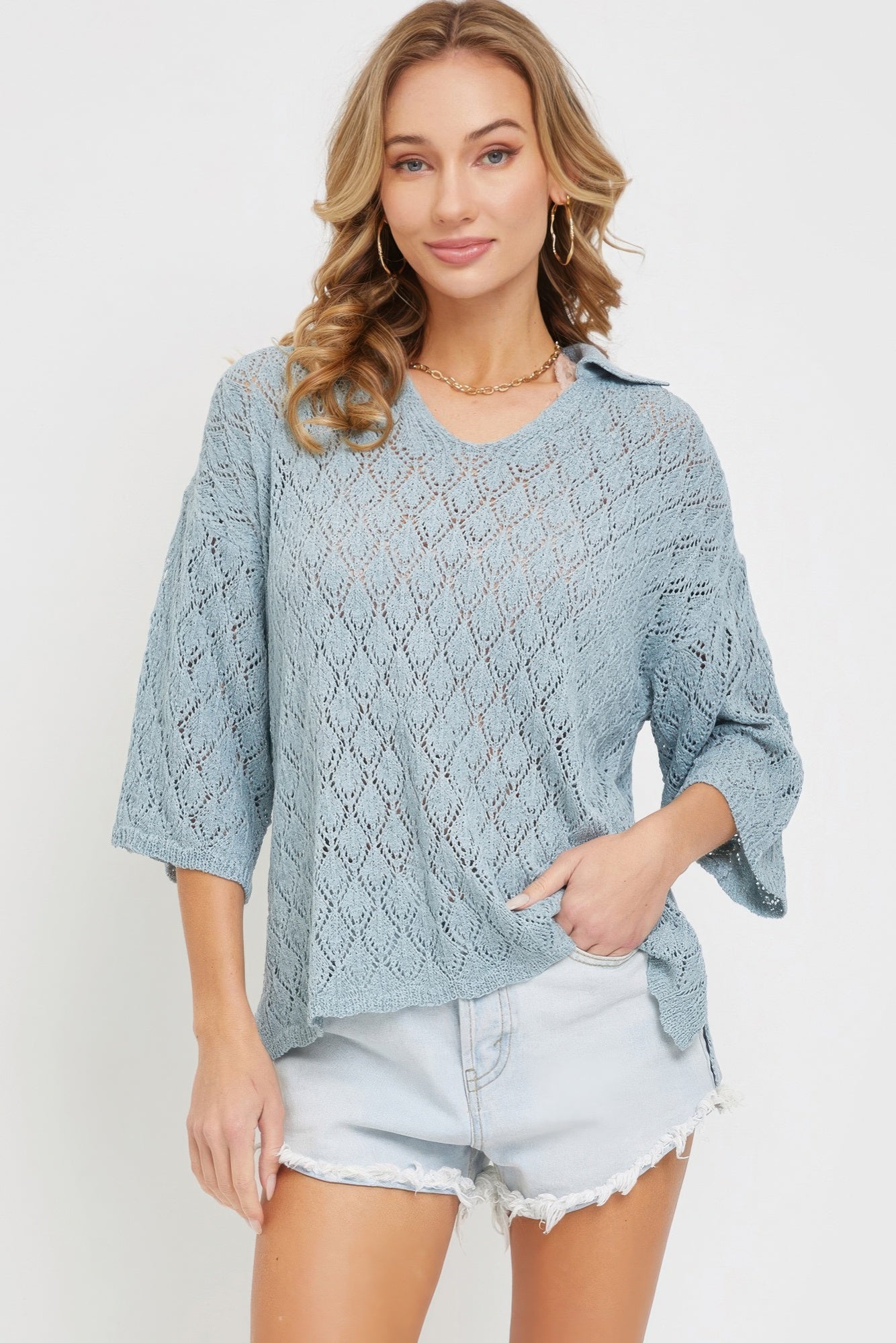 Pointelle Knit Top  Shop One Place