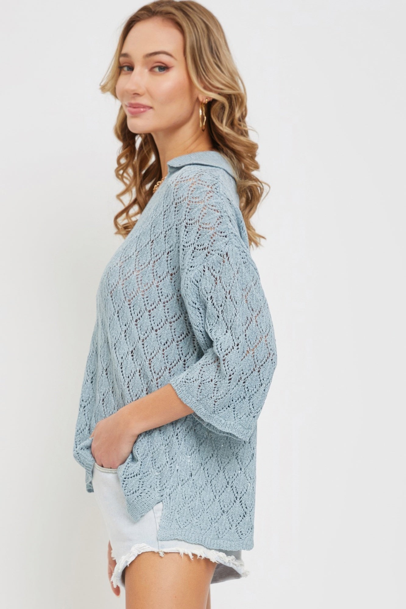 Pointelle Knit Top  Shop One Place