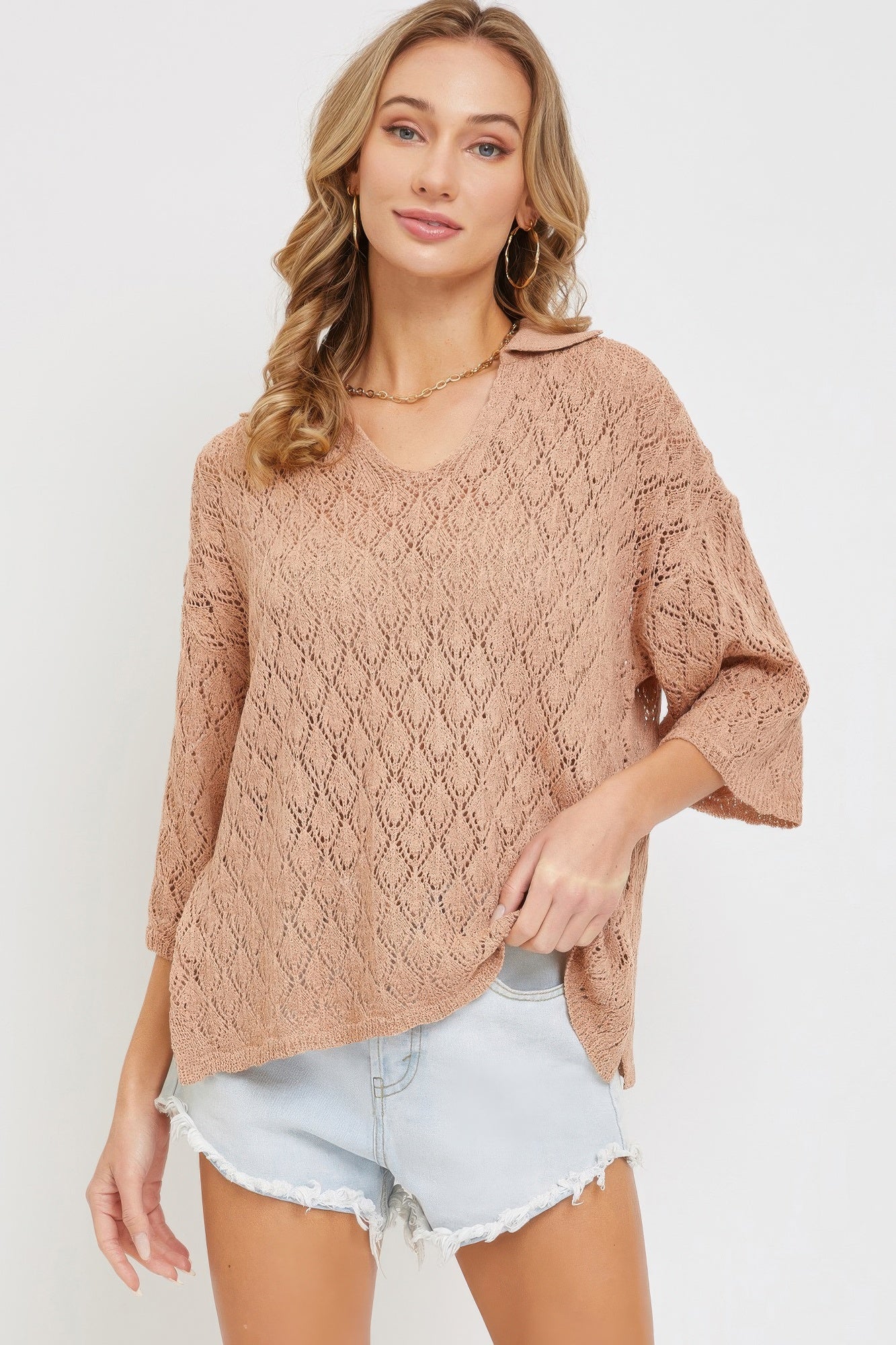 Pointelle Knit Top  Shop One Place