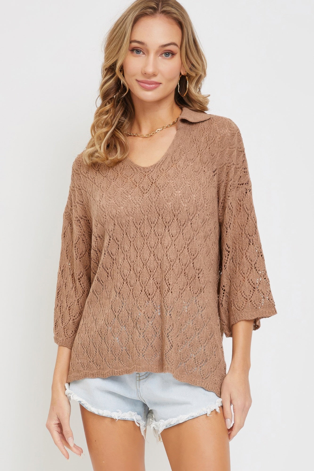 Pointelle Knit Top  Shop One Place
