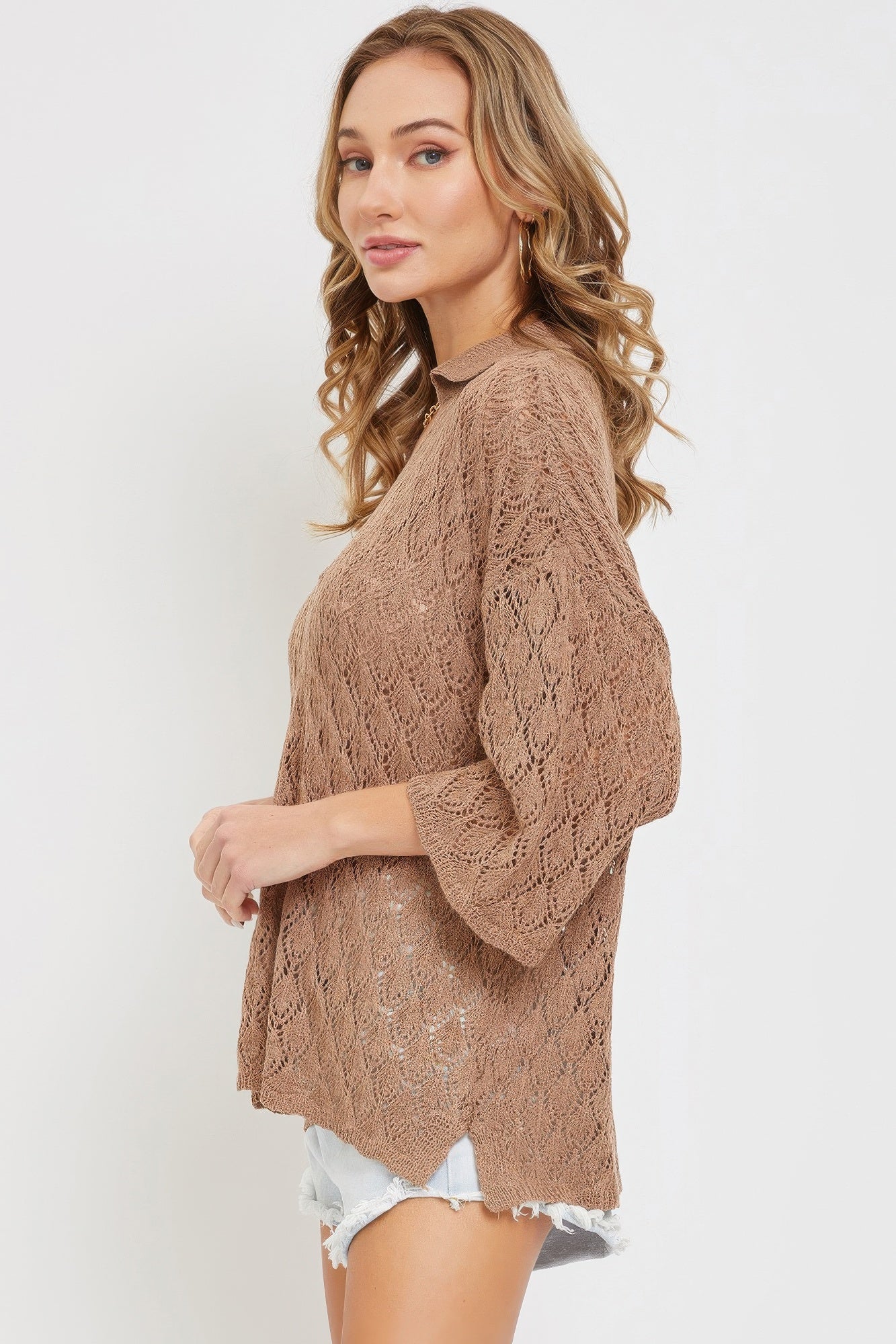 Pointelle Knit Top  Shop One Place