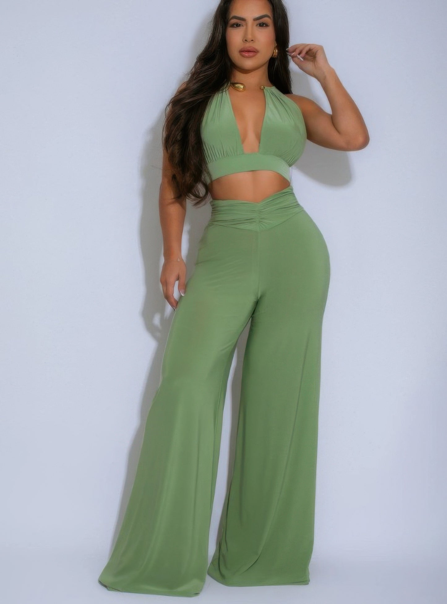 Gold Necklace Top And Awesome Palazzo Pants  Shop One Place