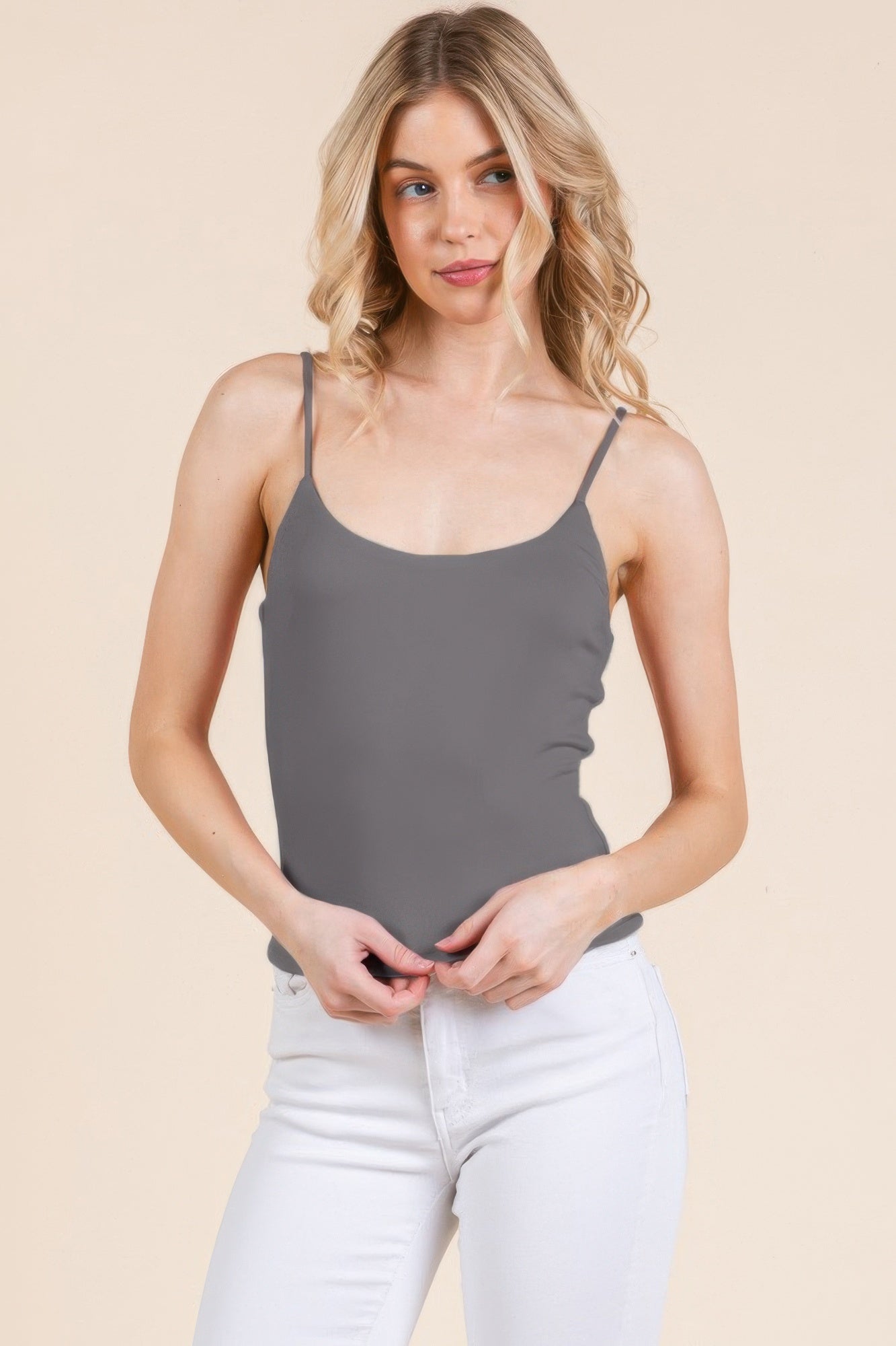 Basic Double Layers Fitted Cami Top  Shop One Place