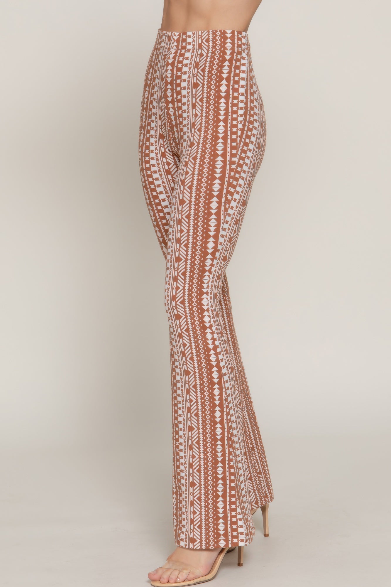 Waist Elastic Slim Flare Print Pants  Shop One Place