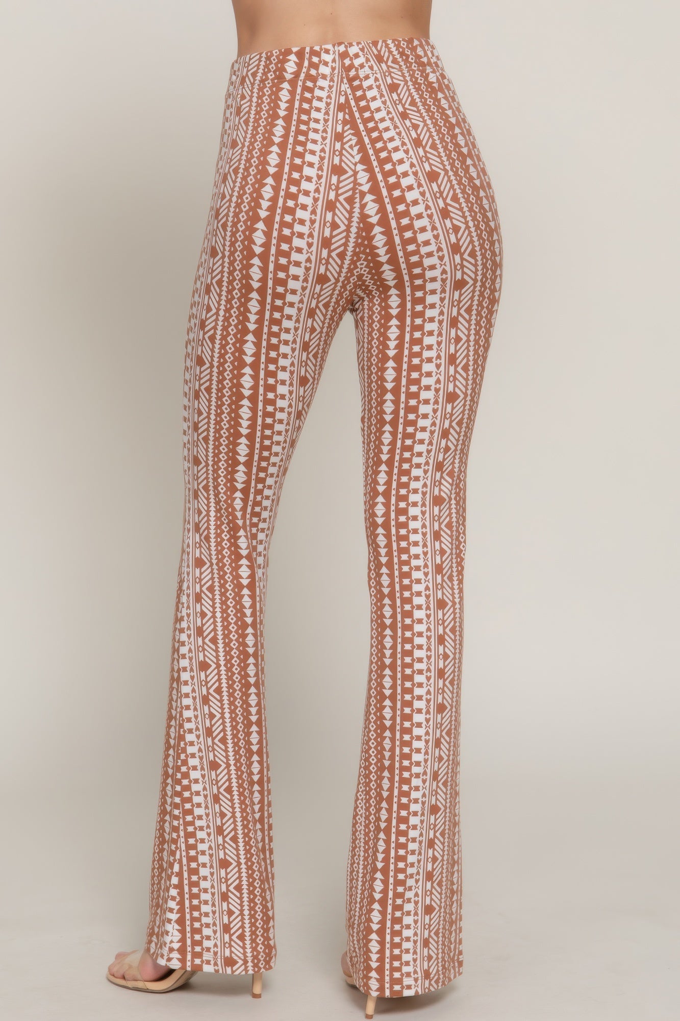 Waist Elastic Slim Flare Print Pants  Shop One Place