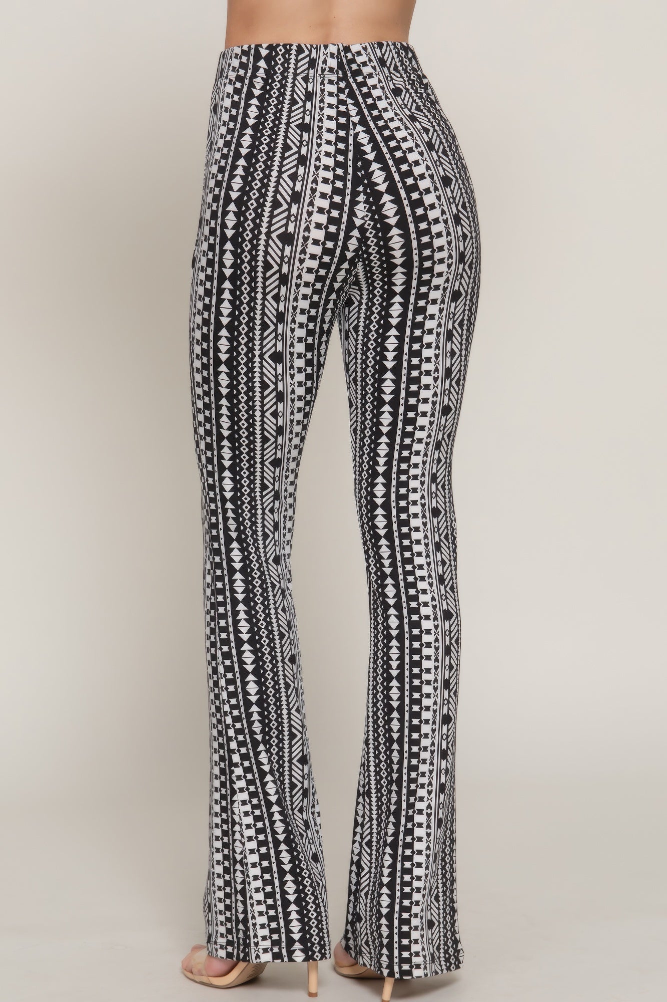 Waist Elastic Slim Flare Print Pants  Shop One Place