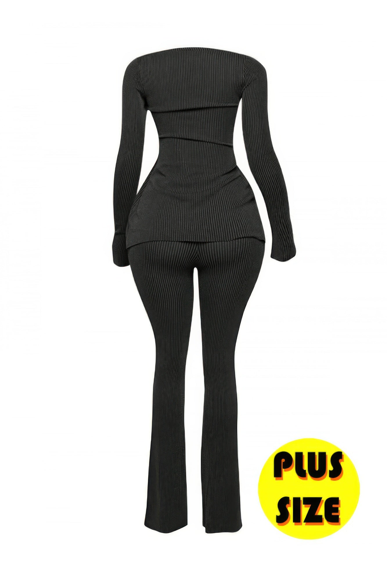 Plus Size Ribbed Pant Set With Slit Detail  Shop One Place