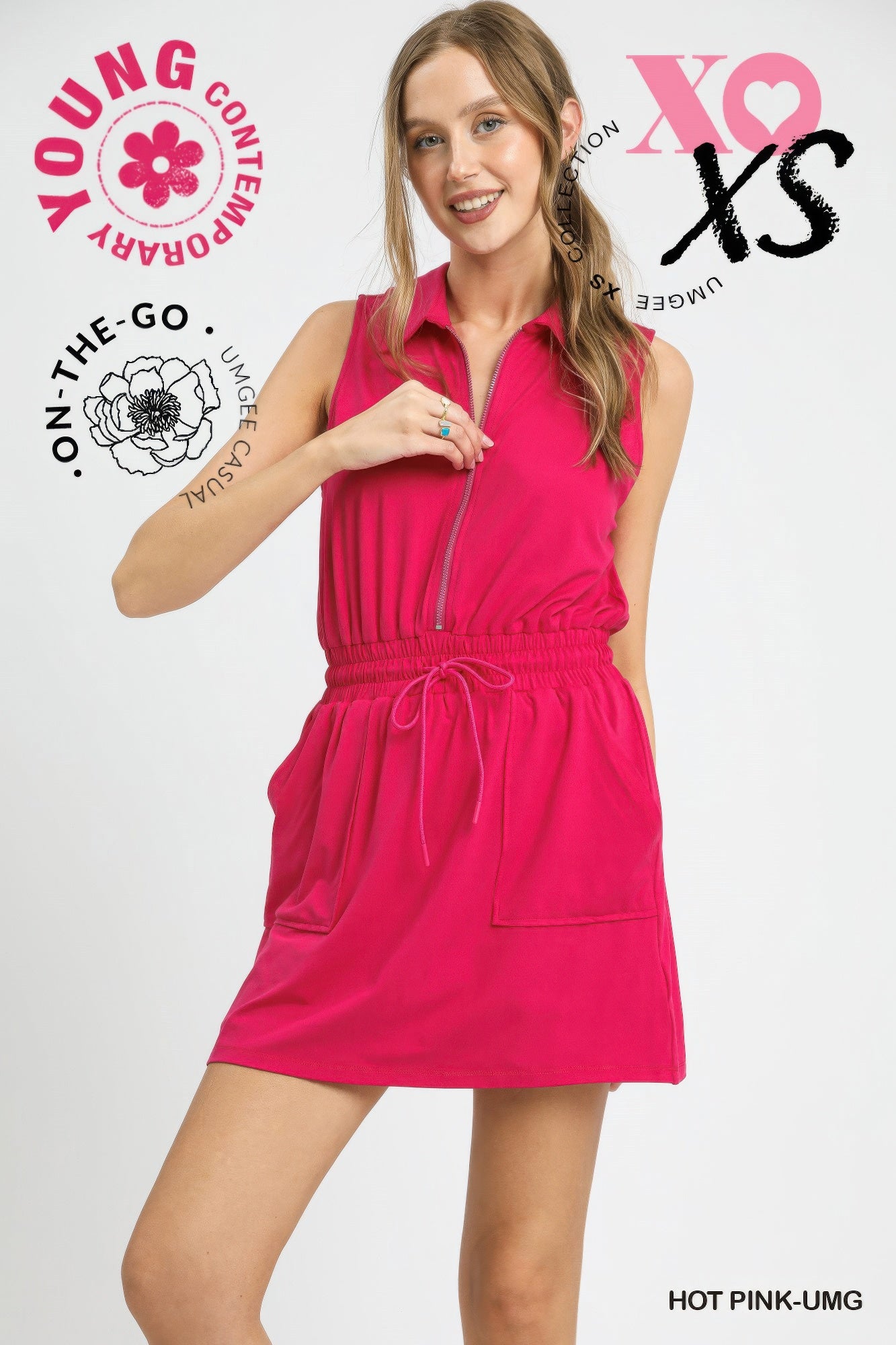 Zip Front Casual Mini Dress  Shop One Place
