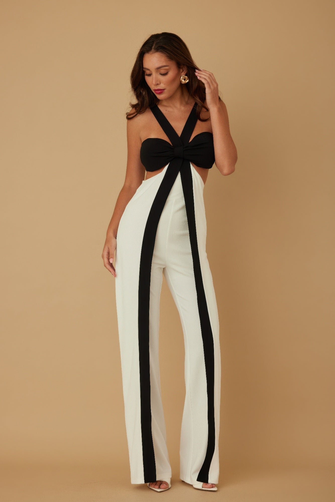 X Ribbon Open Jumpsuit  Shop One Place