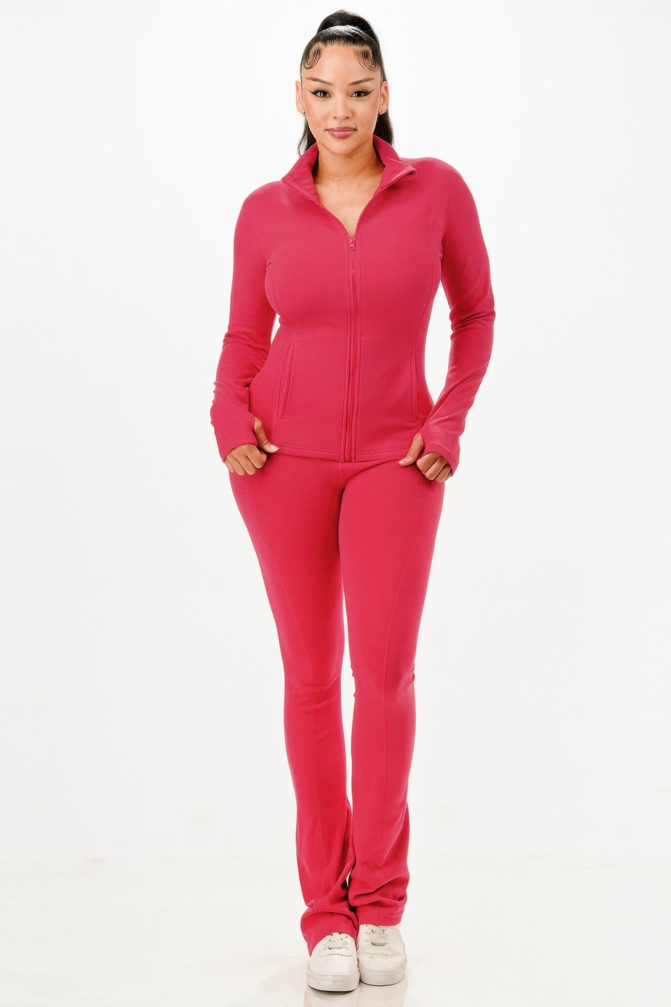 Thermal Active Wear Jacket With Flare Pants Set  Shop One Place