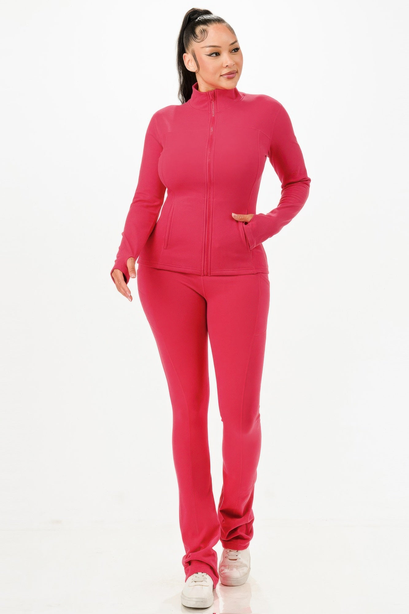 Thermal Active Wear Jacket With Flare Pants Set  Shop One Place
