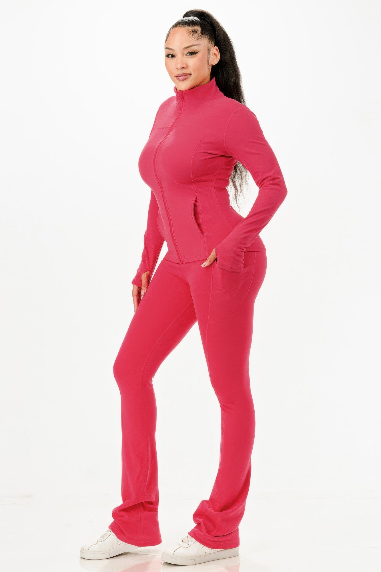 Thermal Active Wear Jacket With Flare Pants Set  Shop One Place