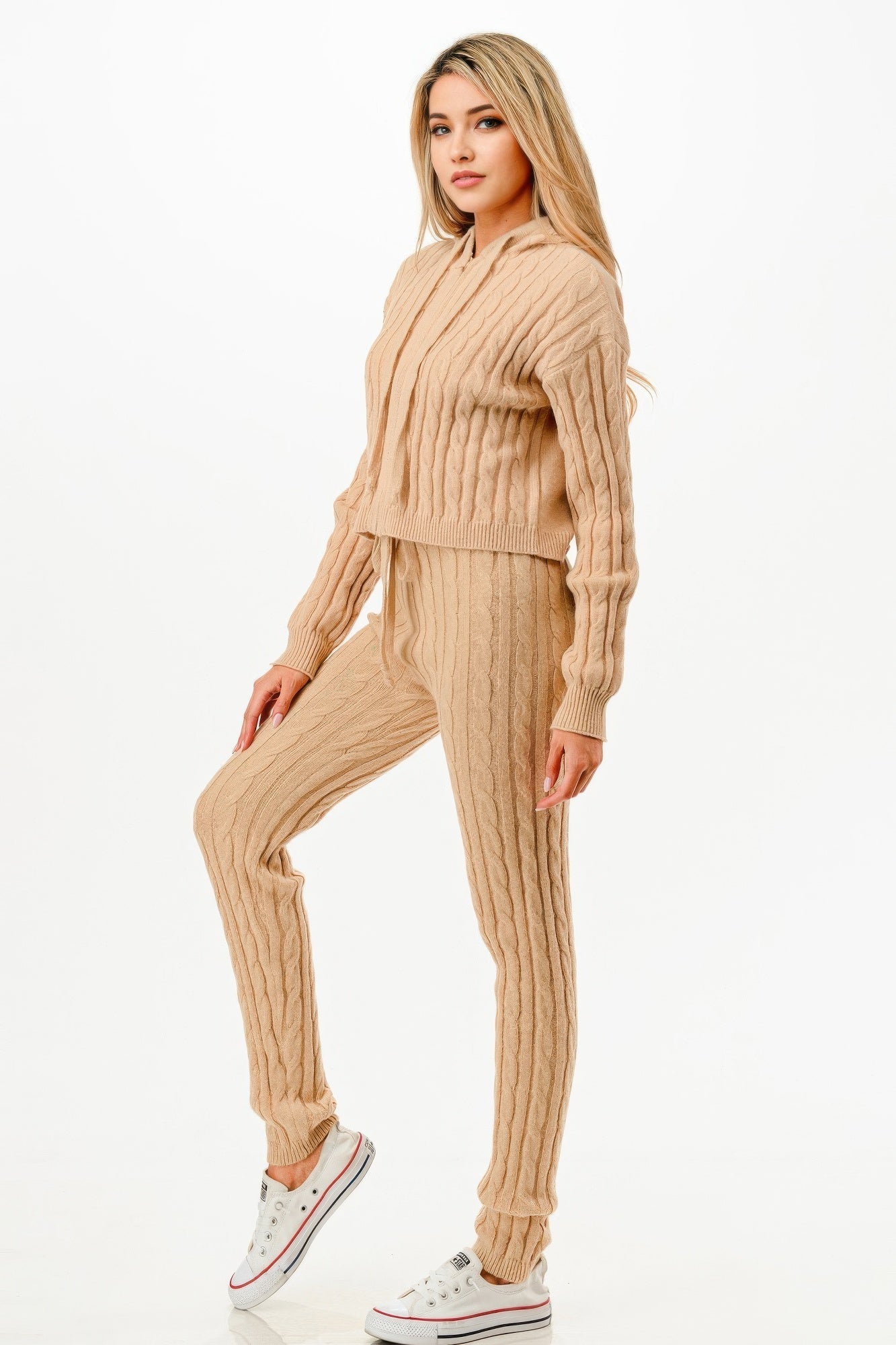 Cable Hoodie Sweater 2pcs Set  Shop One Place