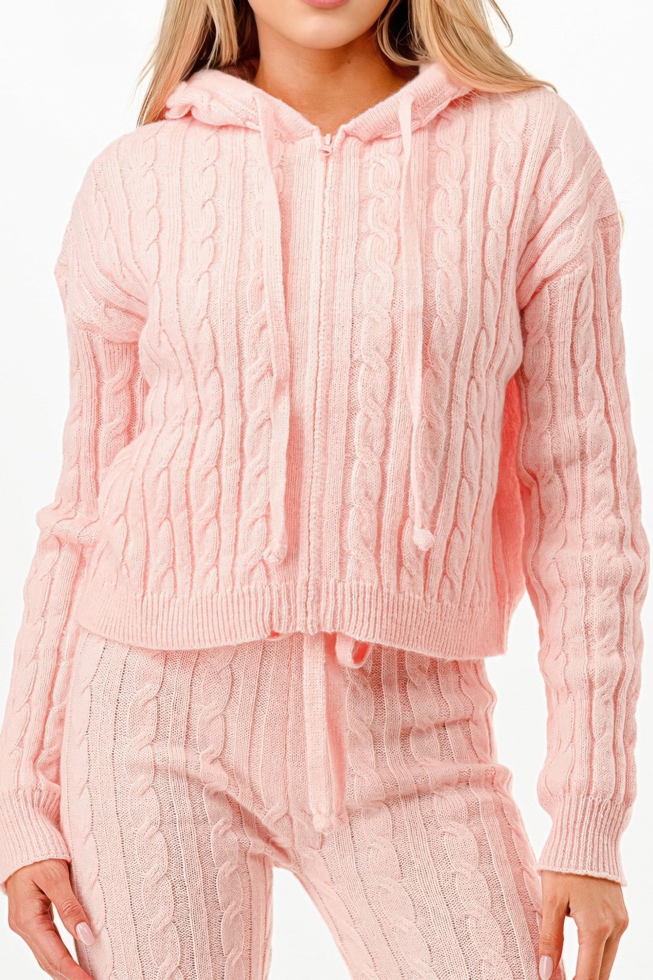 Cable Hoodie Sweater 2pcs Set  Shop One Place