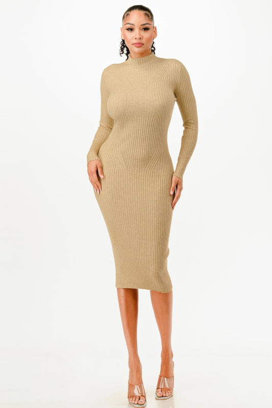 Stand Collar Sweater Bodycon Dress  Shop One Place