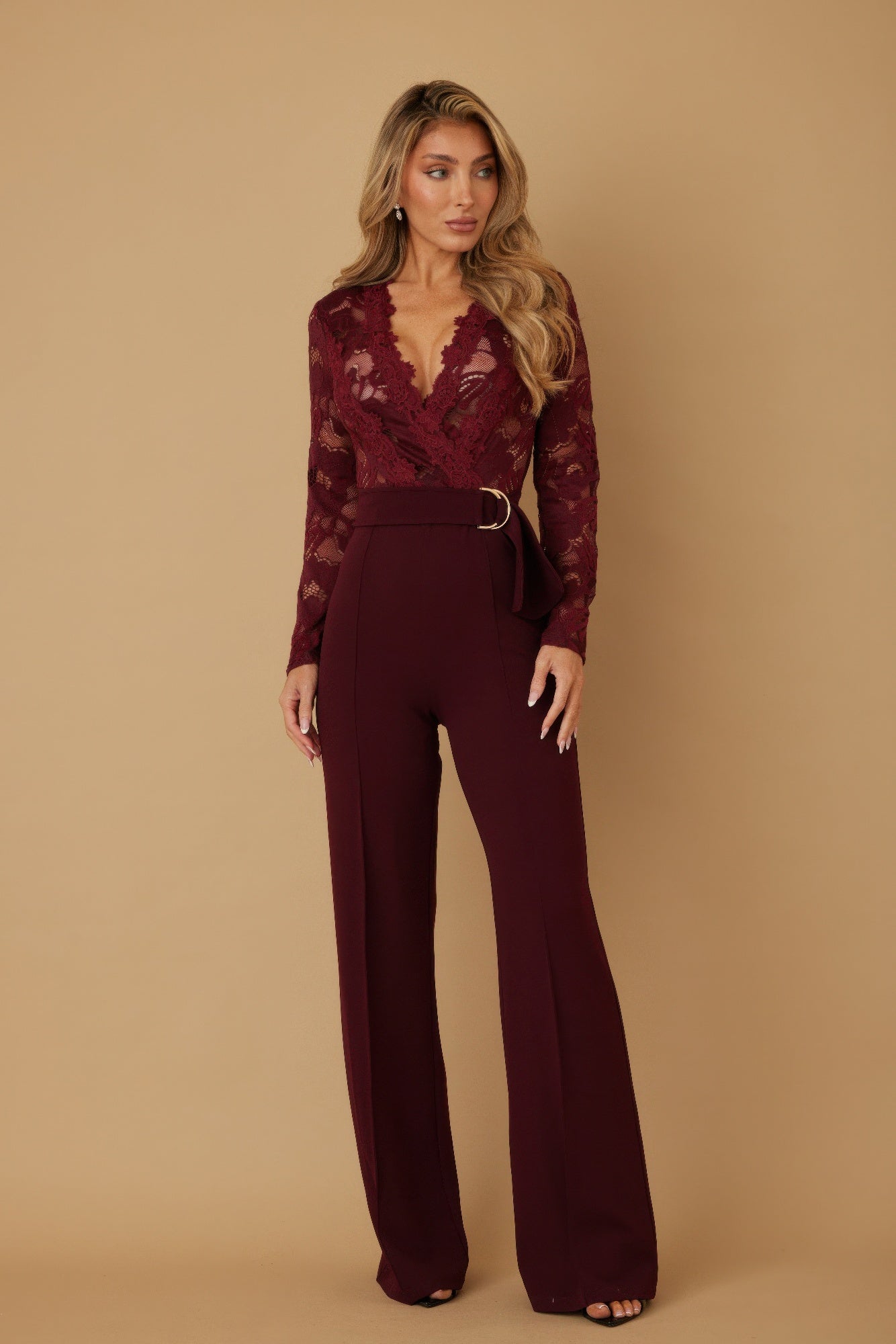 Lace Crochet Long Sleeve Jumpsuit  Shop One Place