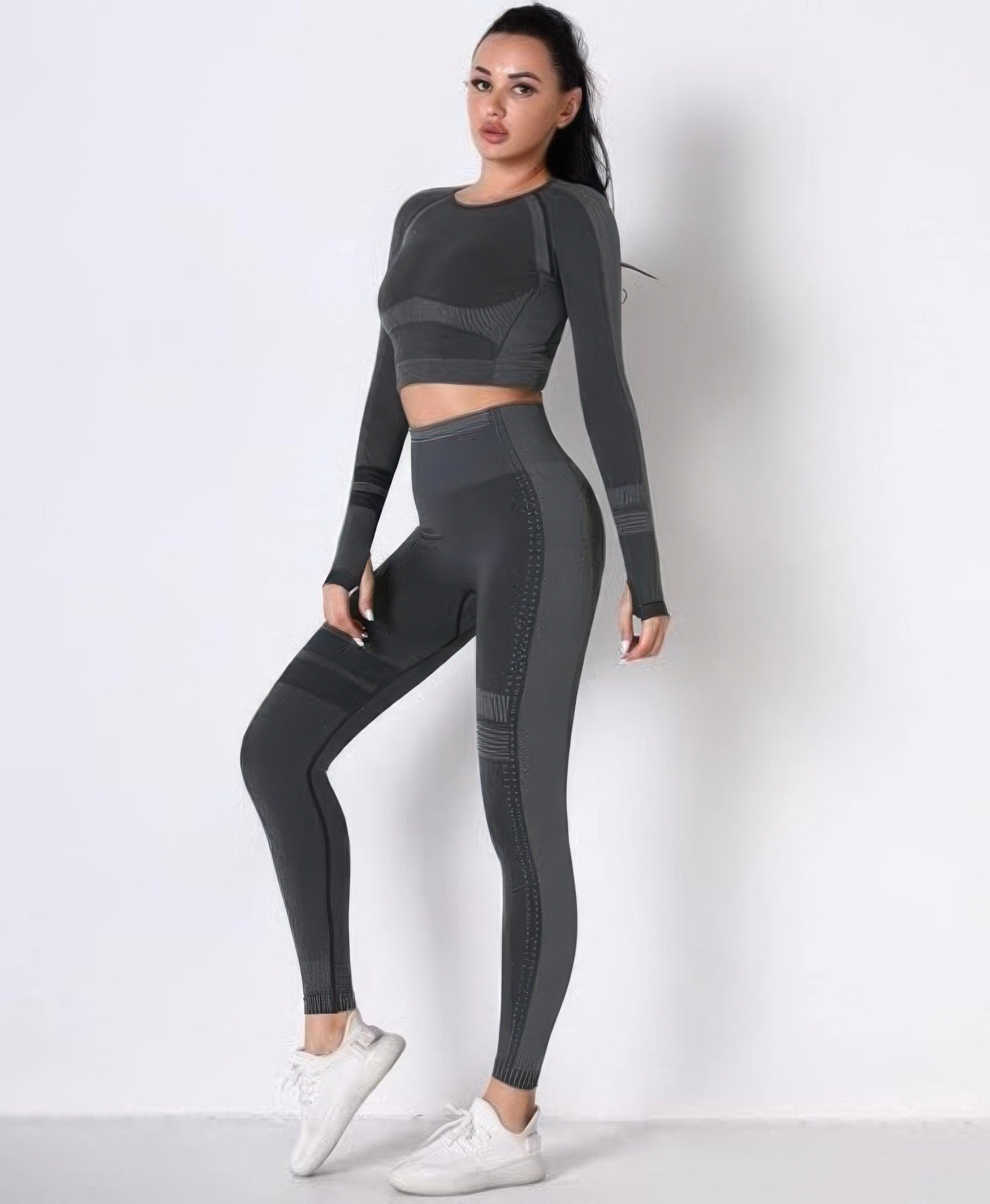 Seamless Long Sleeve Solid Yoga Set  Shop One Place