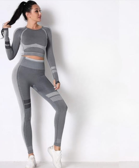 Seamless Long Sleeve Solid Yoga Set  Shop One Place