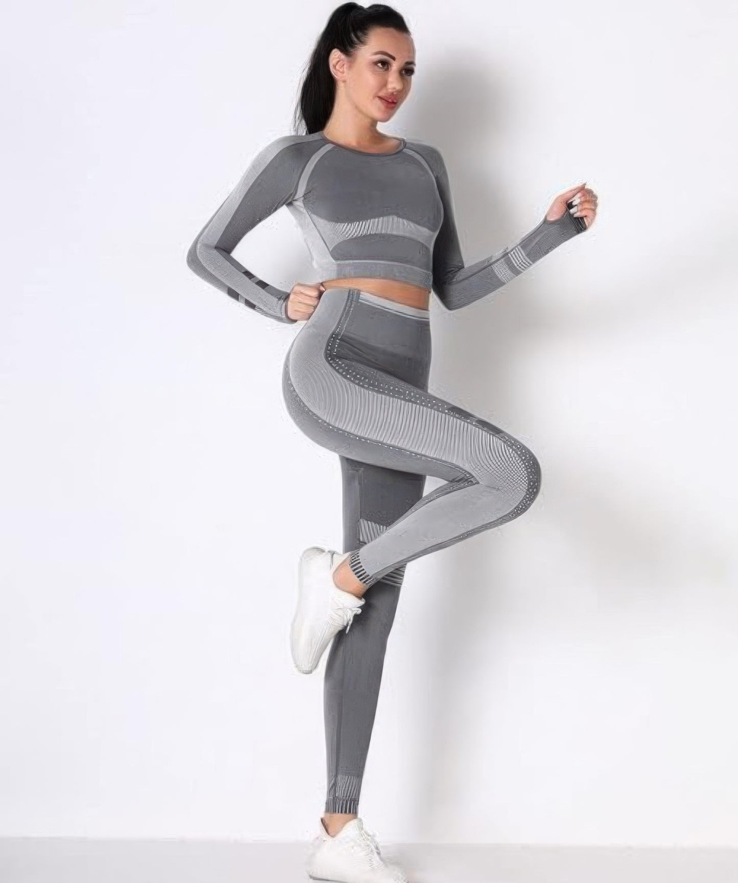 Seamless Long Sleeve Solid Yoga Set  Shop One Place