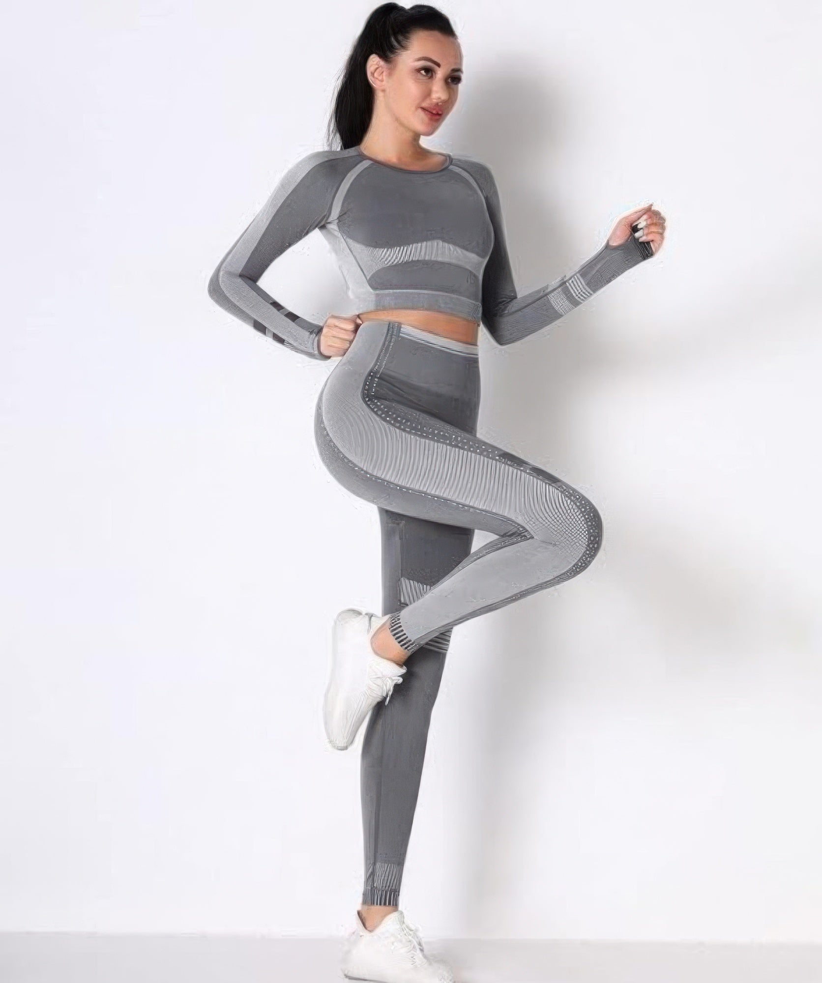 Seamless Long Sleeve Solid Yoga Set  Shop One Place