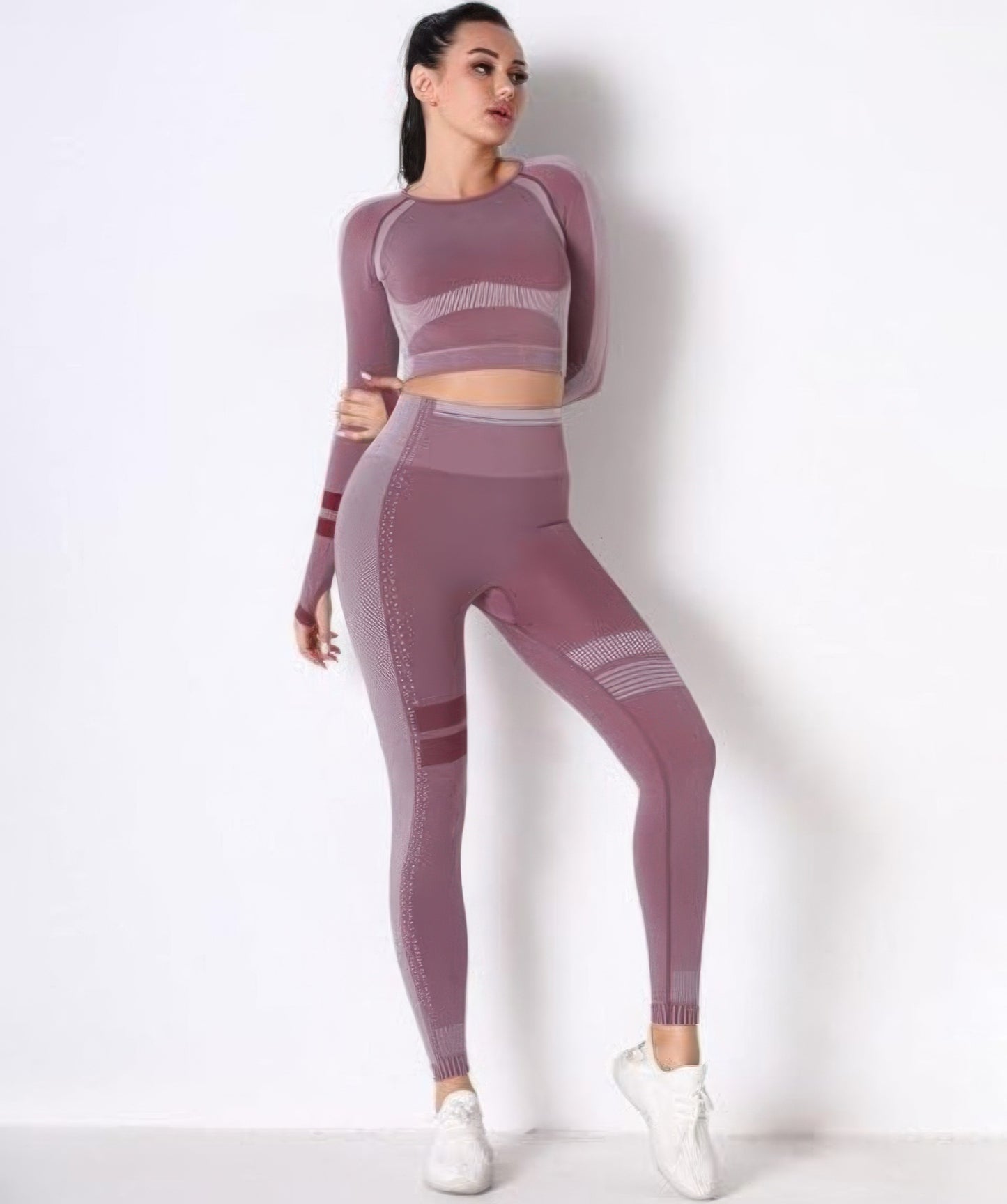 Seamless Long Sleeve Solid Yoga Set  Shop One Place