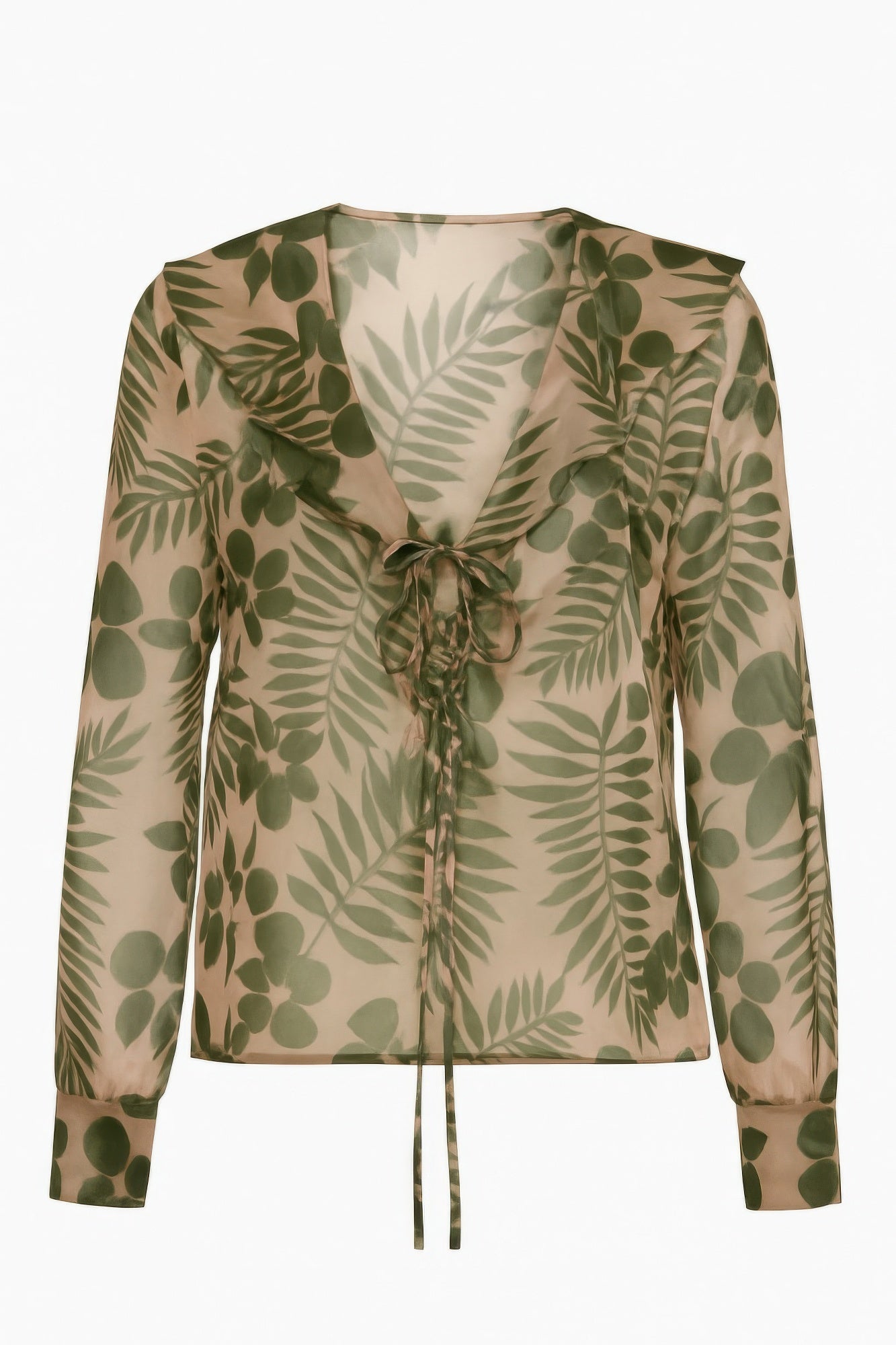 Leaf Printed Sheer Blouse  Shop One Place