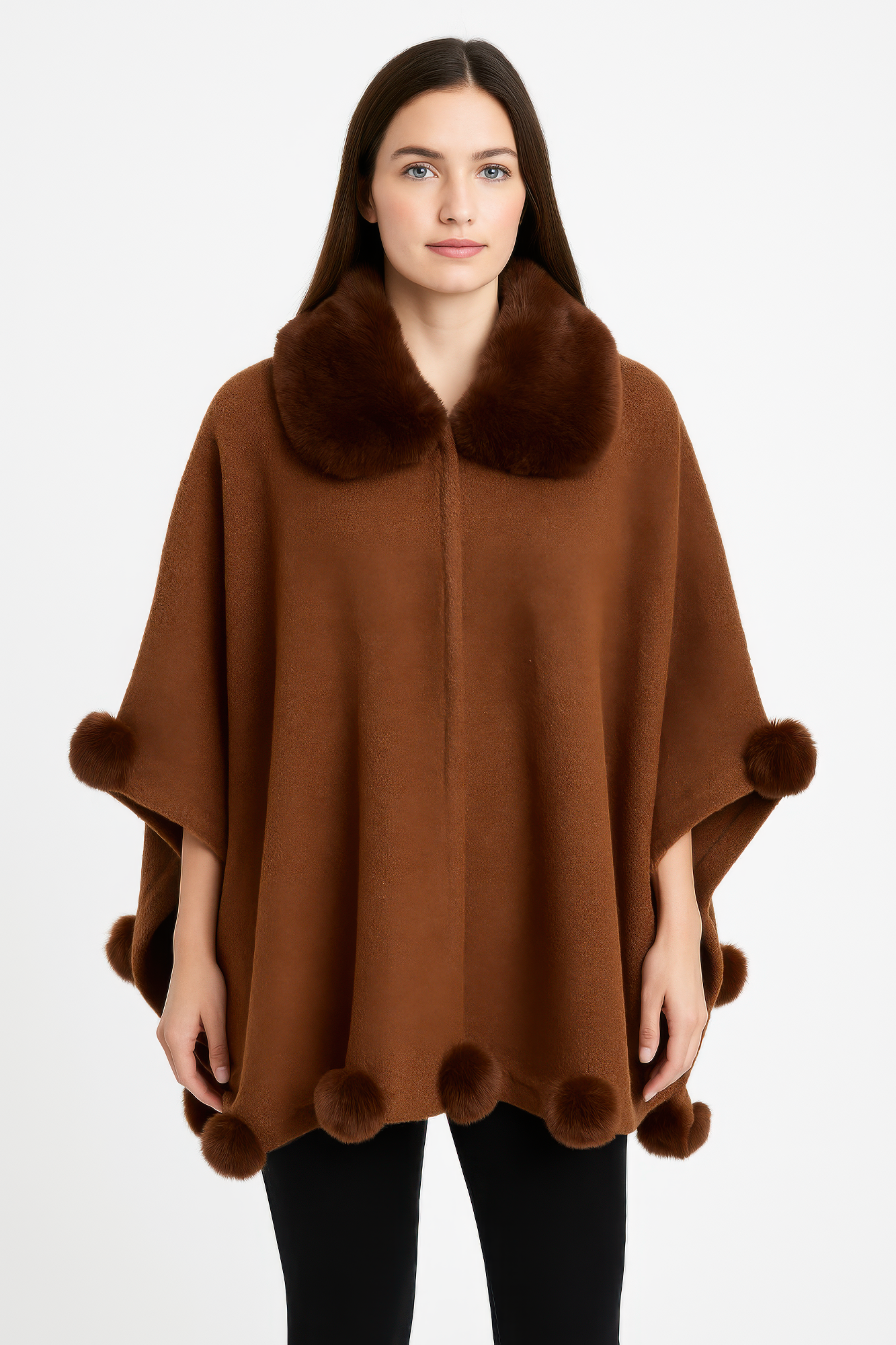 Trim Cape With Faux Fur Collar  Shop One Place