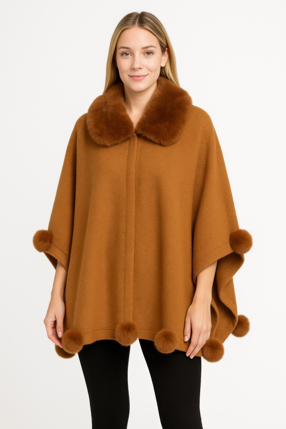 Trim Cape With Faux Fur Collar  Shop One Place