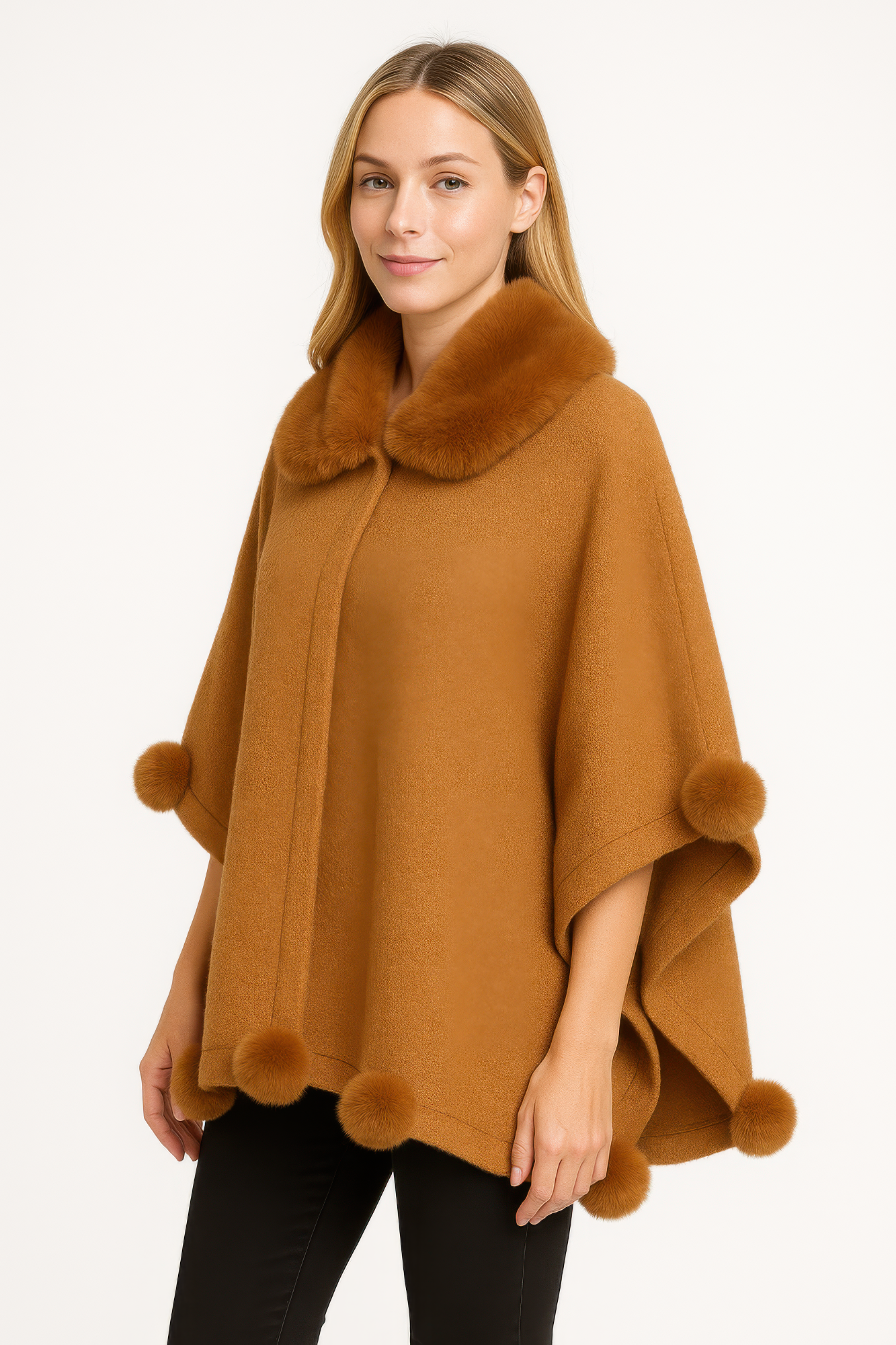 Trim Cape With Faux Fur Collar  Shop One Place