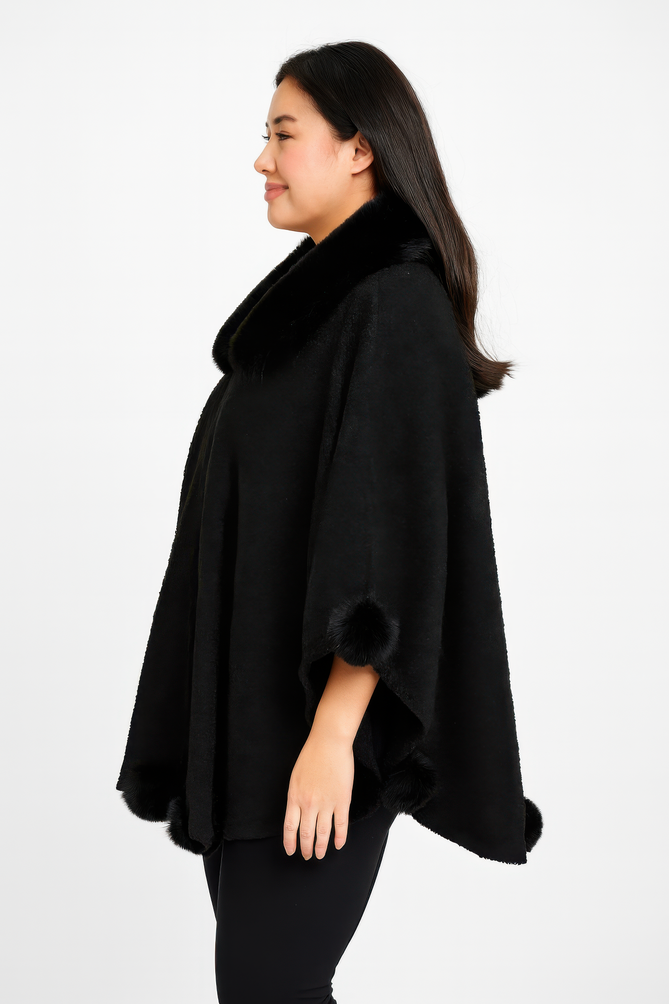 Trim Cape With Faux Fur Collar  Shop One Place