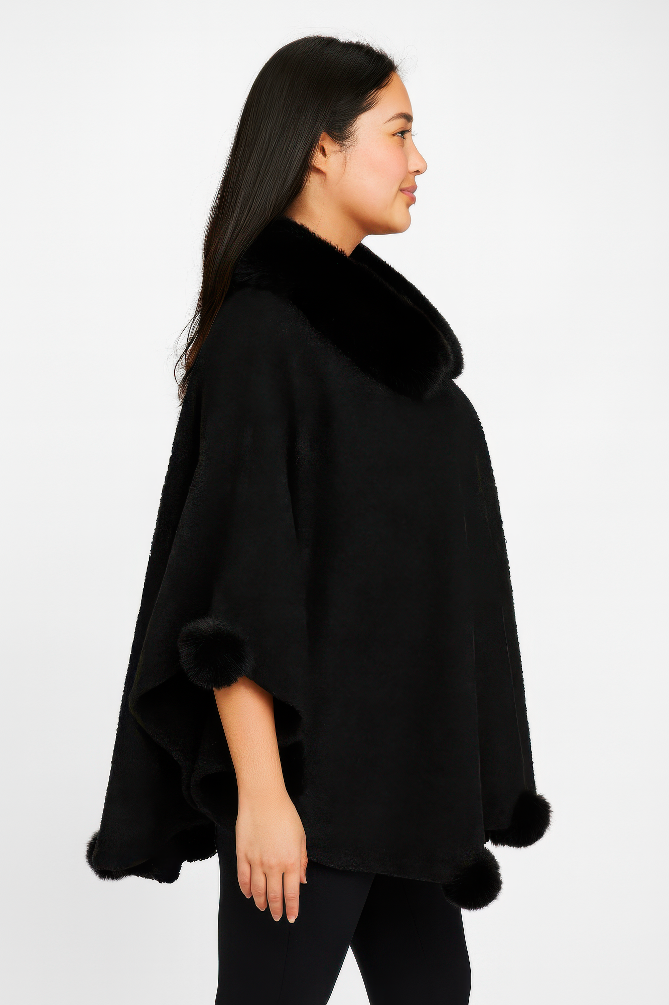 Trim Cape With Faux Fur Collar  Shop One Place
