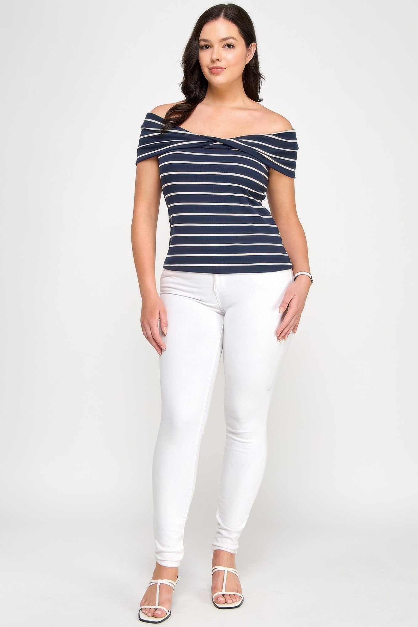 Plus Size Ots Knit Ribbed Striped Top  Shop One Place
