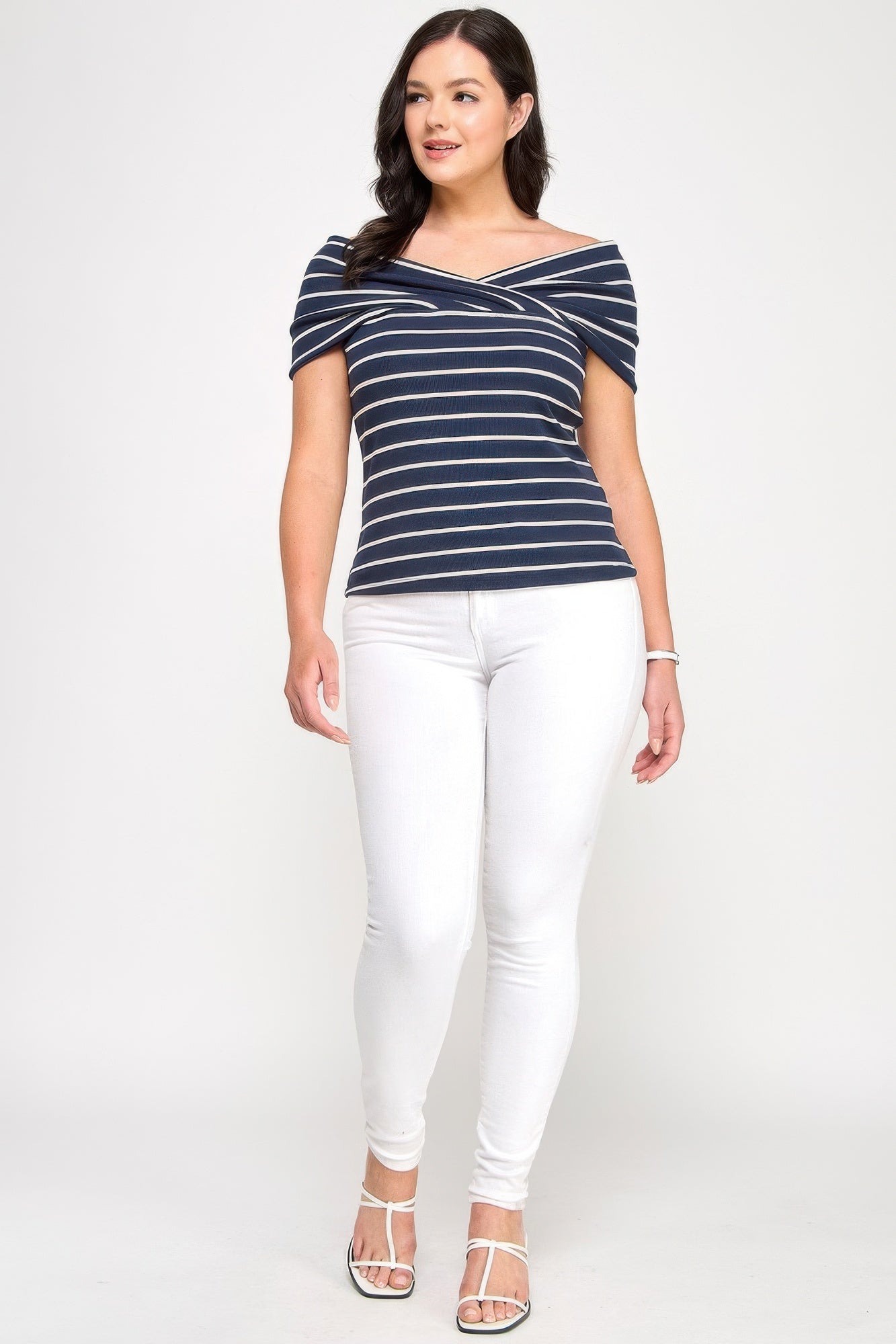 Plus Size Ots Knit Ribbed Striped Top  Shop One Place
