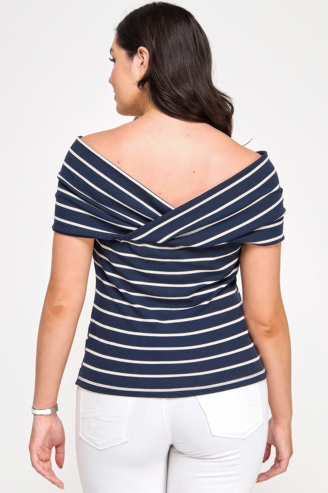 Plus Size Ots Knit Ribbed Striped Top  Shop One Place