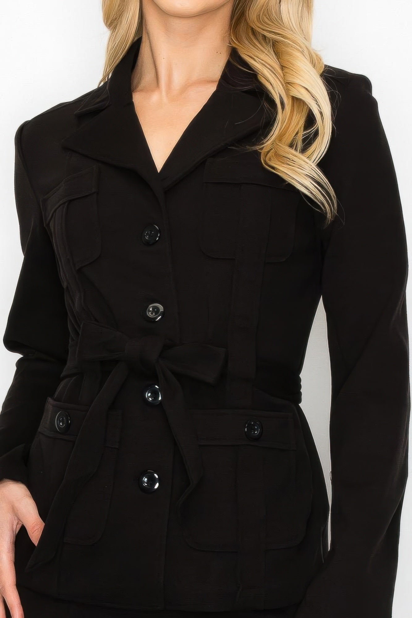 Ls Belted Button Up Jacket & Pencil Skirt Set  Shop One Place