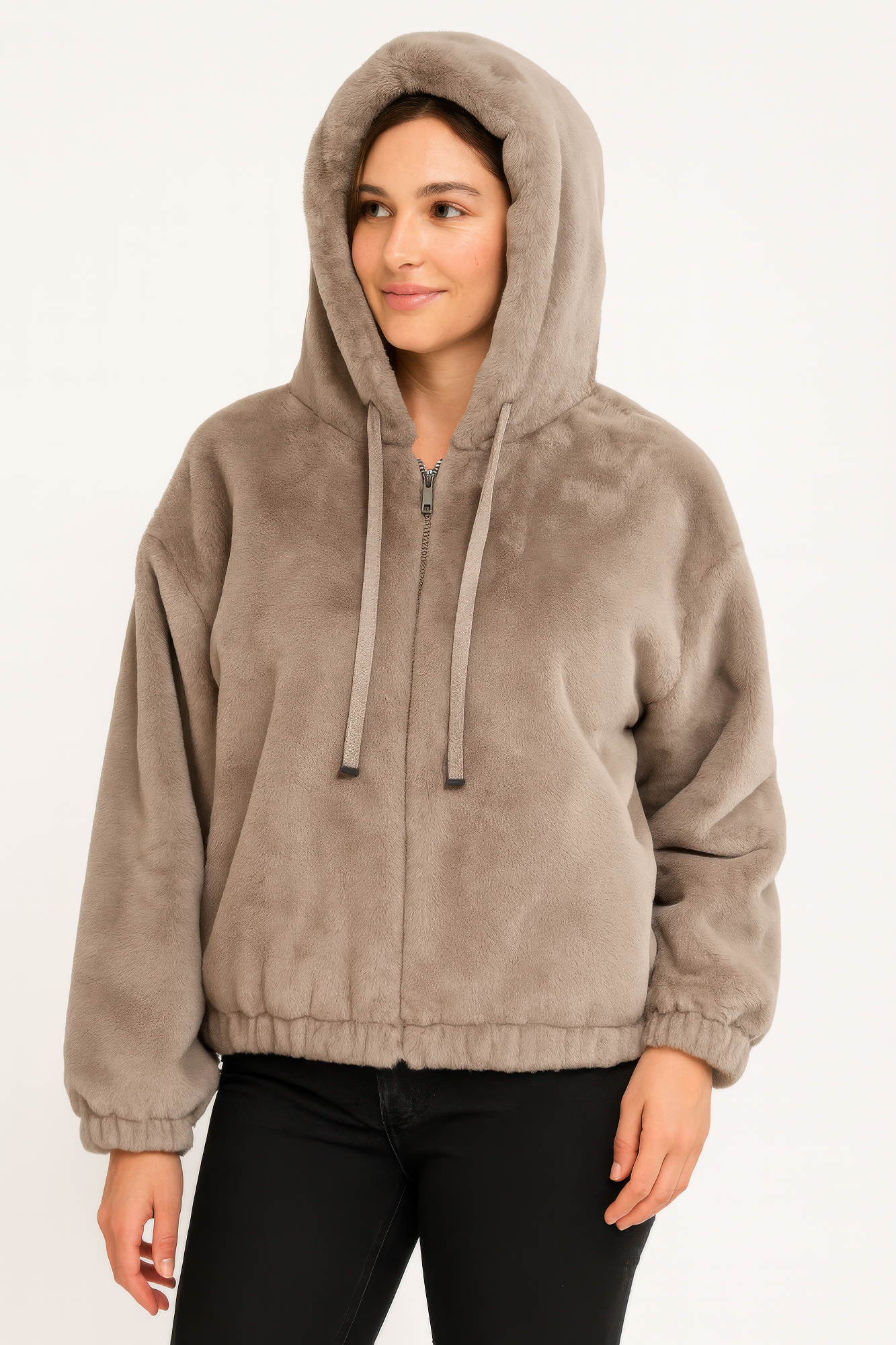 Plush Zip-Up Hooded Jacket  Shop One Place