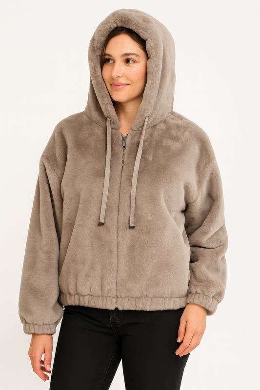 Plush Zip-Up Hooded Jacket  Shop One Place